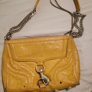 Rebecca Minkoff Yellow Textured Leather Single Chain Strap Crossbody Handbag